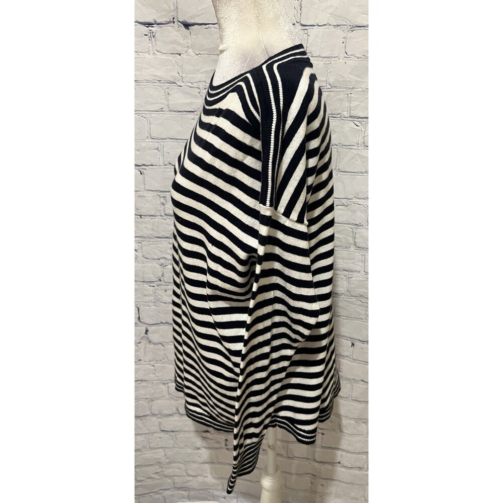 Ann Taylor LOFT Sweater Knit Top White & Navy Blue Stripes Size Medium - Picture 2 of 5